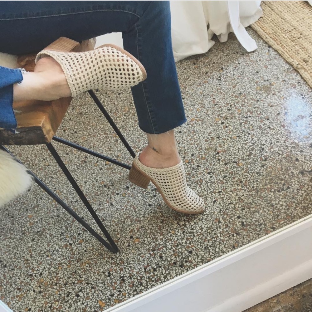 Intentionally Blank Cap Basket Mule in Bone (40 / US 10)